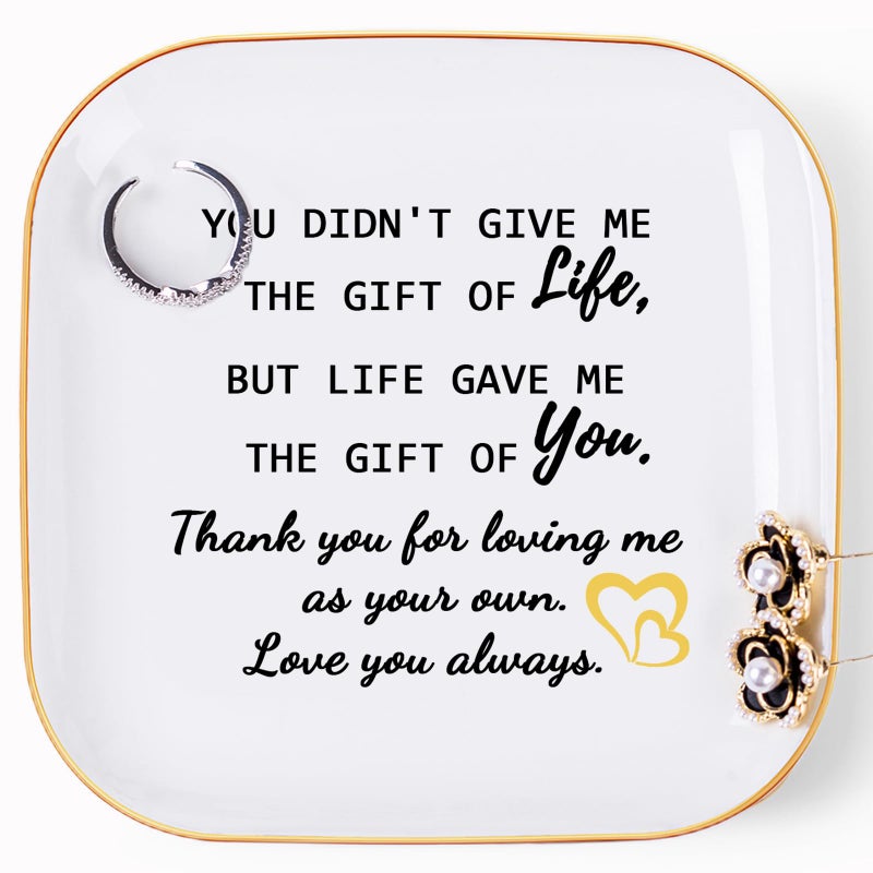 Piudee Step Mom Gifts for Bonus Mom Jewelry Dish Ring Dish Tray for Mother in Law Birthday Christmas Valentines Mother's Day Gift for Stepmom Bonus Mom - Thank You for Loving Me As Your Own - Image 1
